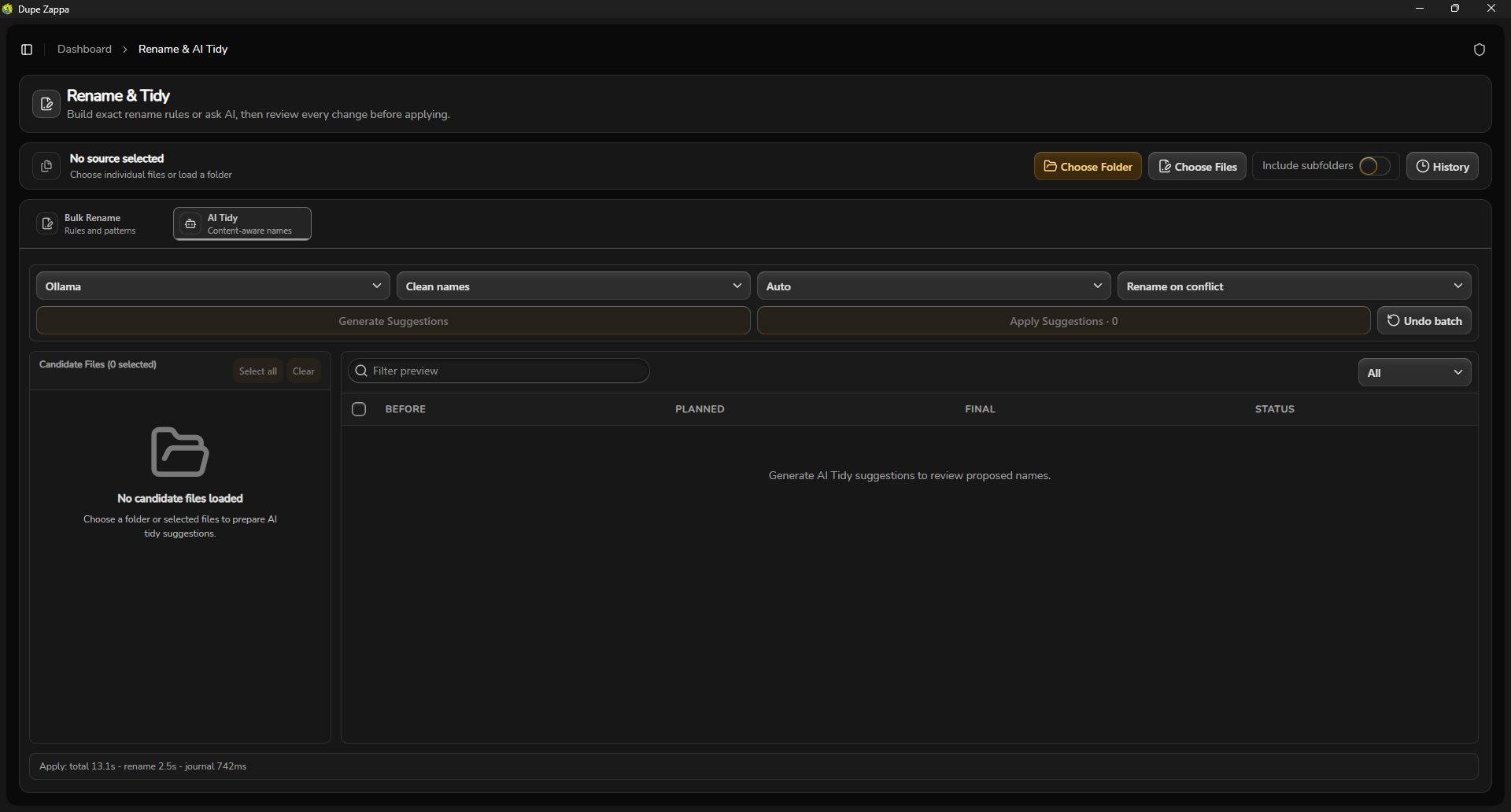 Batch Rename and AI Tidy workspace